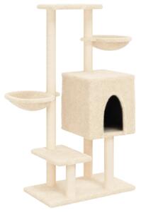 Ansamblu pisici cu stâlpi de zgâriere, crem, 117 cm, sisal