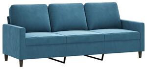 Canapea cu 3 locuri, albastru, 180 cm, catifea
