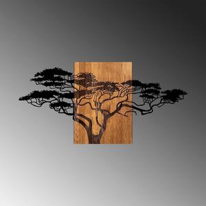 Decoratiune de perete Acacia Tree - 329, negru/nuc, lemn/metal, 144x3x
