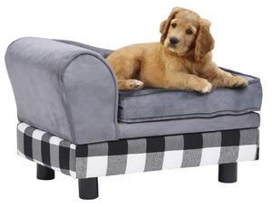 Canapea pentru câini, gri, 57x34x36 cm, pluș
