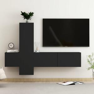 Set dulapuri TV, 3 piese, negru, lemn prelucrat