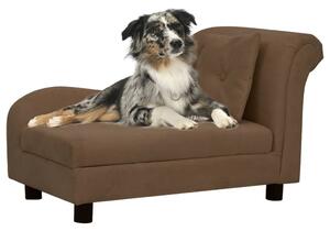 Canapea pentru câini cu pernă, maro, 83x44x44 cm, pluș