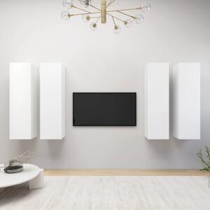 Comode TV, 4 buc., alb, 30,5x30x110 cm, lemn prelucrat