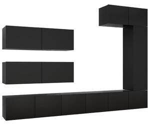Set dulapuri TV, 7 piese, negru, lemn prelucrat