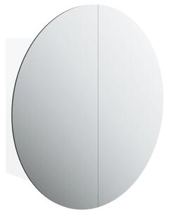 Dulap de baie cu oglindă rotundă și LED, alb, 47x47x17,5 cm