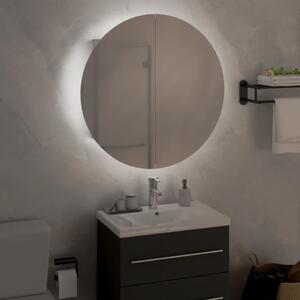Dulap de baie cu oglindă rotundă și LED, alb, 47x47x17,5 cm
