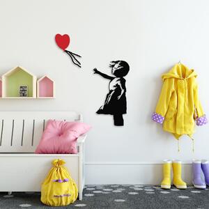 Decoratiune perete Banksy - 13, negru/rosu, metal 100%, 105x85 cm