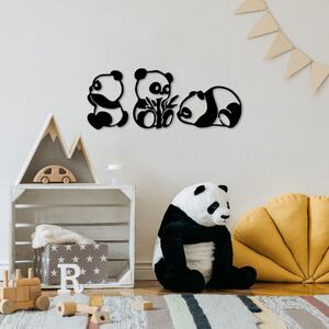 Decoratiune perete Pandas-298, negru, 100% metal, 18x26 / 20x27 / 28x1