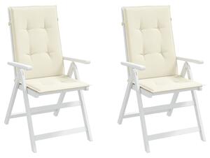 Perne scaun cu spătar înalt, 2 buc., crem, 120x50x3 cm, textil
