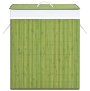 Coș de rufe din bambus cu o secțiune, verde, 83 L
