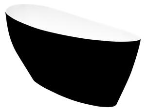 Cada baie freestanding asimetrica, compozit, negru alb, 165x70 cm, Besco Keya Negru/Alb