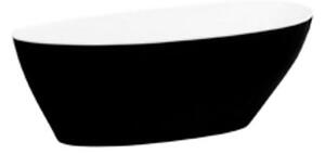 Cada baie freestanding ovala, compozit, negru alb, 160x70 cm, Besco Goya BlackWhite Negru/Alb, 1600x700 mm