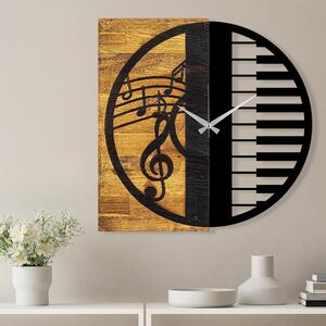 Ceas de perete Wooden Clock 11, nuc/negru, lemn/metal, 58x58x3 cm