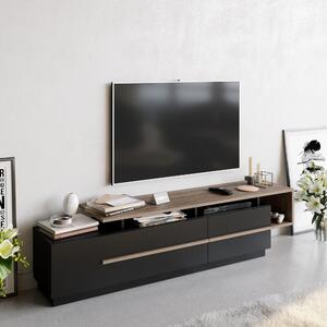 Comoda TV Pia, negru/nuc, PAL melaminat, 180x46x39 cm