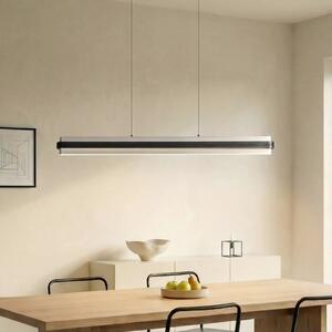 Lucande Lampă suspendată LED Tarnin, negru/nichel, 98 cm, reglabil, Negru, Camera de zi / sufragerie, Metal, Modern