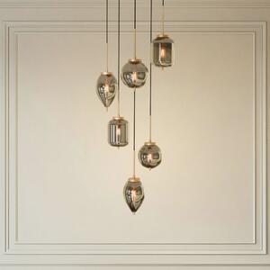 Lucande Lampă suspendată Elani, 6 becuri, Ø 62 cm, sticlă, reglabil, Negru, Camera de zi / sufragerie, Sticlă, Modern