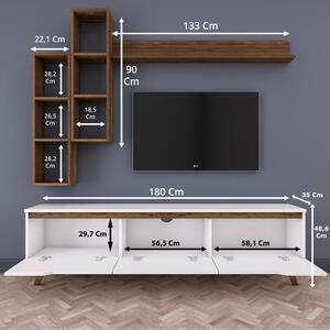 Comoda TV M16-804, alb, PAl melaminat, 180x49x35 cm