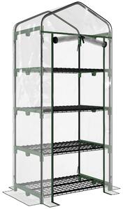 Outsunny Sera pentru Balcon Compacta cu 4 Rafturi pentru Plante, Sera pentru Gradina cu Acoperis din PVC Transparent, 70x50x160cm | Aosom Romania