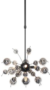 Lampă suspendată design neagră cu sticlă fumurie 4 lumini - Explode