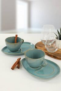 Set cesti de cafea Ocean Drip, turcoaz, ceramica, 215 ml