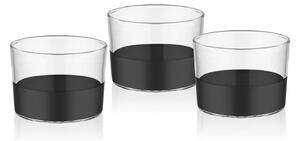 Set 3 boluri DRK0006, negru, sticla, 100 ml
