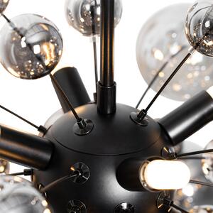 Lampa suspendata design neagra cu sticla fumurie 8 lumini - Explode