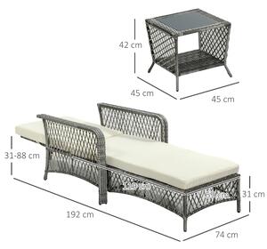 Outsunny 2 bucati sezlong din rattan din PE, mobilier pentru scaune reglabile din rachita, sezlong de gradina | AOSOM RO