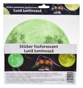 Sticker fosforescent model Luna, vinil, lumineaza intens, accesoriu decorativ