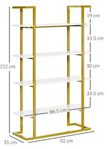 HOMCOM Raft din lemn si otel cu 4 niveluri de depozitare, elegant, auriu, cu un design multifunctional robust | AOSOM RO