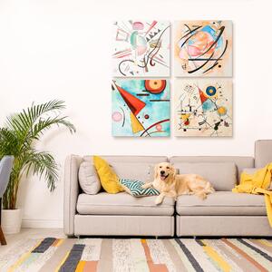 HOMCOM 4 piese arta de perete din panza abstracta pictata manual, tablouri de perete pentru sufragerie dormitor, 60 x 60 cm x 4 | AOSOM RO