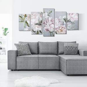 HOMCOM panza de perete 5 piese cu flori de bujor, tablouri de perete pentru living, dormitor, 200 x 100 cm | AOSOM RO