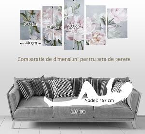HOMCOM panza de perete 5 piese cu flori de bujor, tablouri de perete pentru living, dormitor, 200 x 100 cm | AOSOM RO