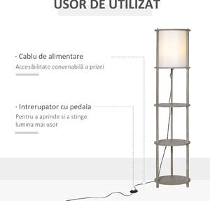Lampa de podea cu rafturi, lampa de lectura moderna cu comutator de picior, baza E27 HOMCOM | Aosom RO