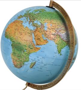 Glob geografic Astra iluminat, 30 cm, piedestal lemn de nuc