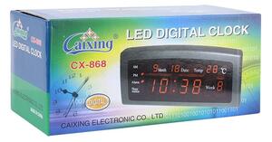 Ceas digital afisaj LED rosu, data, alarma, temperatura, negru, Caixing