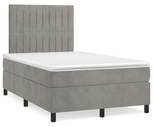 Pat box spring cu saltea, gri deschis, 120x200 cm, catifea