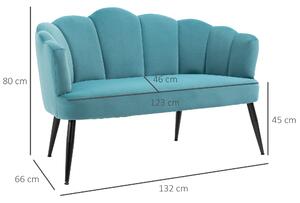 HOMCOM Canapea 132 cm pentru dormitor, mobilier modern din catifea, canapea mica tapitata pentru spatii mici | AOSOM RO