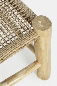 Masa de cafea pentru terasa, din fibre sintetice si lemn de tec, Lampok Natural, L80xl60xH40 cm