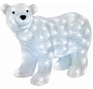 Figurina Craciun Urs Polar, acril, 120 LED-uri alb rece, IP44, 58x42 cm