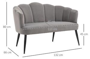 HOMCOM Canapea 132 cm pentru dormitor, mobilier modern din catifea, canapea mica tapitata pentru spatii mici, gri | AOSOM RO