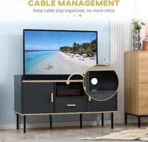 HOMCOM Dulap TV pentru televizor de pana la 55 inchi, suport TV cu sertar, rafturi de depozitare, picioare din otel | AOSOM RO