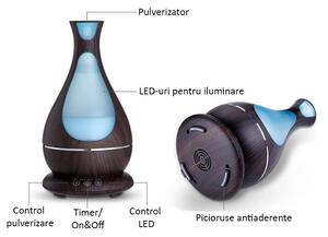 Difuzor ultrasunete aromaterapie, 400 ml, 12W, temporizator, iluminat LED