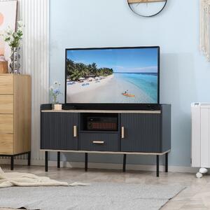 HOMCOM Dulap TV pentru televizor de pana la 55 inchi, suport TV cu sertar, rafturi de depozitare, picioare din otel | AOSOM RO