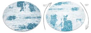 Covor MEFE modern cerc 8731 Rozetă vintage - structural două niveluri de lână cremă / albastru