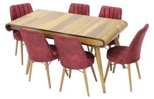Set masă extensibilă Vegas Nuc cu 6 scaune Apollo Bordo