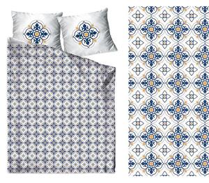 Lenjerie de pat din bumbac alb și satin, cu ornament 3 părți: 1ks 200x220 + 2ks 70 cmx80