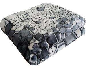 Pătură acrilică de lux culoarea gri, cu model pietre Lăţime: 200 cm | Lungime: 240 cm