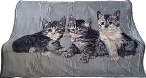 Pătură gri acrilică cu model de pisici Lăţime: 160 cm | Lungime: 210 cm
