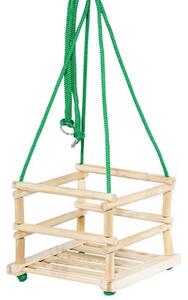 Leagan pentru copii, cadru lemn cu 4 laturi, corzi suspendare solide, 34x34 cm