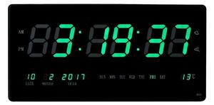 Ceas digital, afisaj LED verde, ora, calendar, temperatura, fixare perete